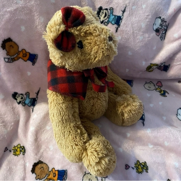 Joann Craft Store J Bear Brown Bear Christmas Red Plaid Scarf Bow 2017 Plush 11” - Picture 2 of 4